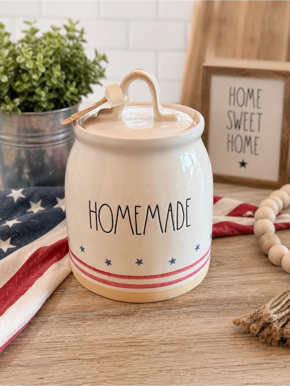 Rae Dunn Homemade Patriotic Canister 🇺🇸 Stars & Stripes Collection NWT